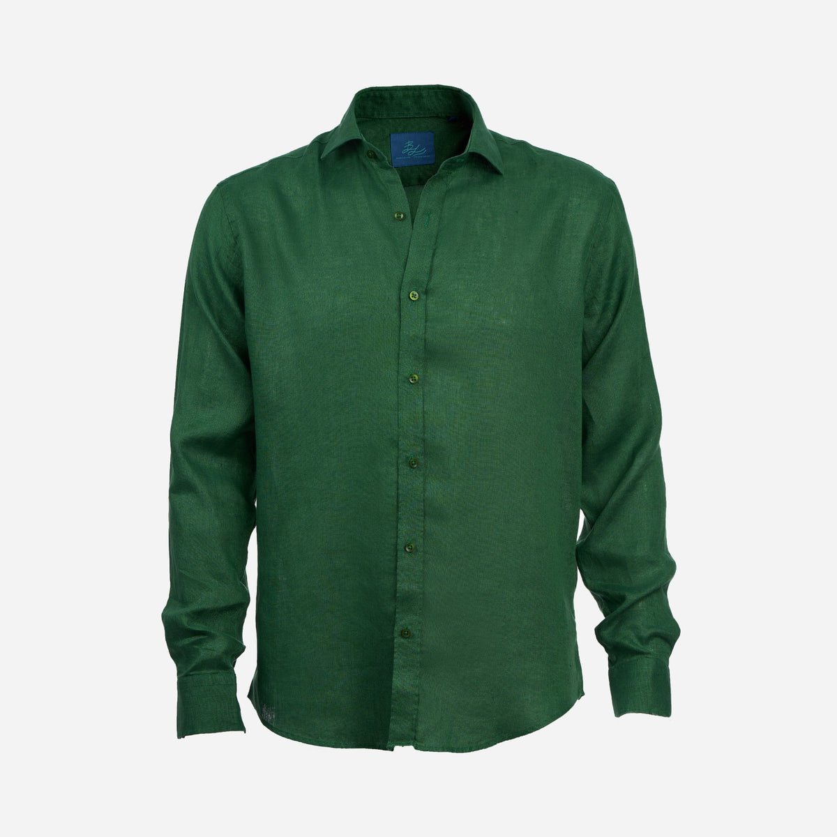 Men linen shirt Elegant Green – Blue Litore